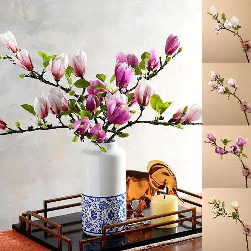 

Artificial Flowers Faux Flower Branch Wedding Decor Magnolia Bouquet Home Party