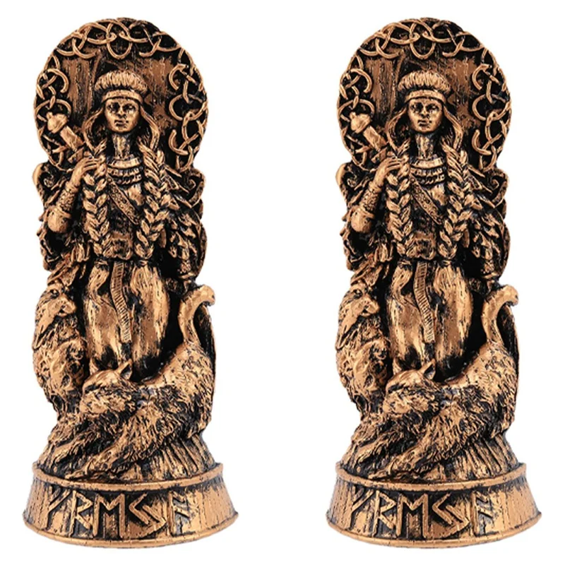 

2X Freyja Statue Freya Norse Gods Carving Altar Heathen Asatru Viking God Goddes Sculpture Scandinavian Pantheons-A