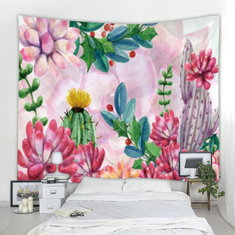 

Mandala Tapestry Art Deco Blanket Curtain Hanging Bedroom Living Room Decoration Bohemian Hippie Handpainted Cactus Tapestry