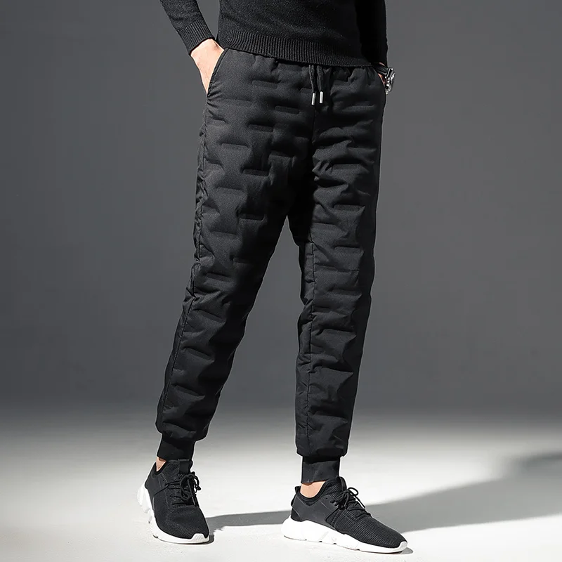 

Winter Outdoor Down Pants Men Solid Parsimony Versatile Windproof Warm Pants 90% White Duck Down Thicken Waterproof Trousers