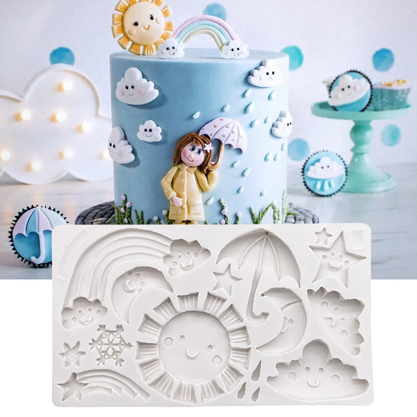 

Силиконовая форма Sun Rainbow Cloud для выпечки тортов, искусственные инструменты для кексов из смолы, инструменты для украшения помадки