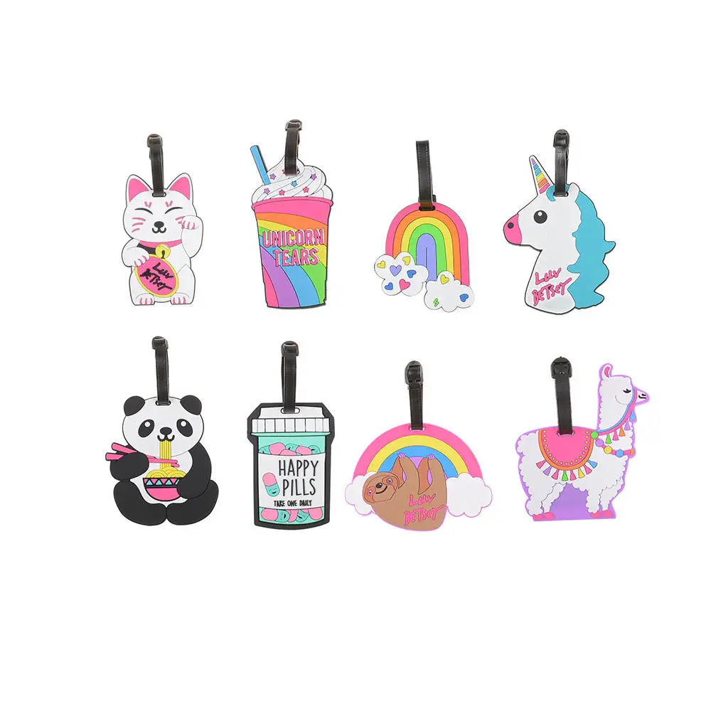 

Креативные аксессуары для путешествий, багажная бирка, мультяшная силиконовая бирка для чемодана, ID, адресная бирка для багажа, переносная ...