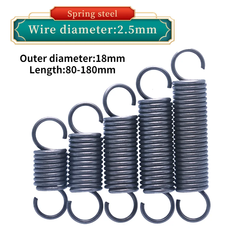 

Wire diameter:2.5mm Spring Steel Open Hook Pullback Spring with Hook Tension Spring Outer diameter:18mm Length:80-180mm