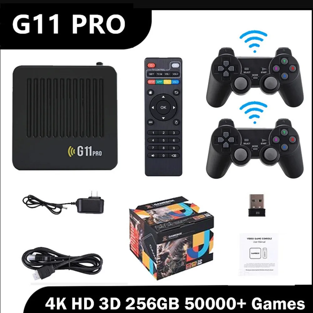 

G11 Pro Android 9.0 Video Game Box 4K HD TV Console 256G 60000+ Retro Games 2.4G Wireless Gamepad Game Stick For PS1/GBA/FC
