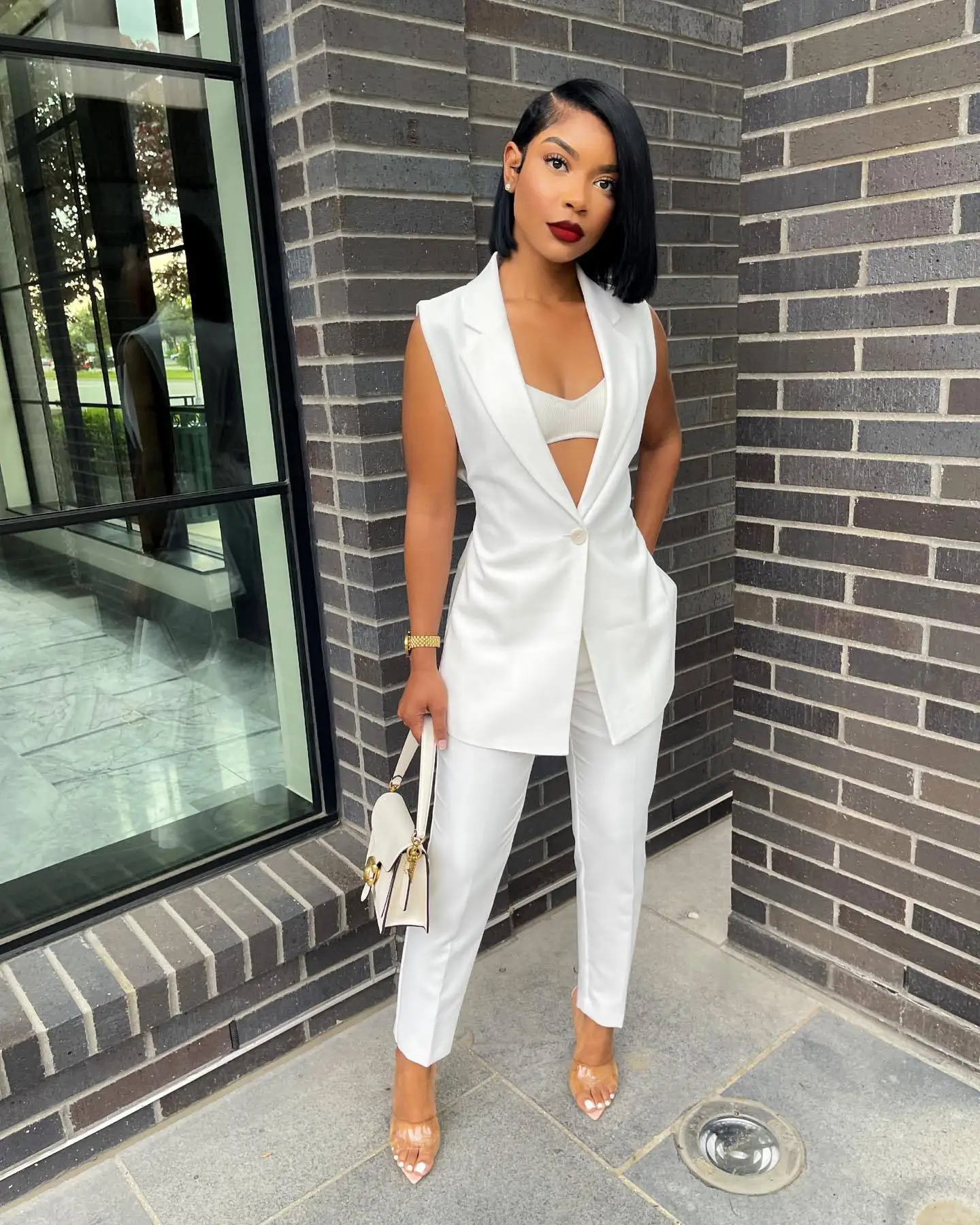 

Chocomist Two-pieces Casual Solid Color Split Women Suit