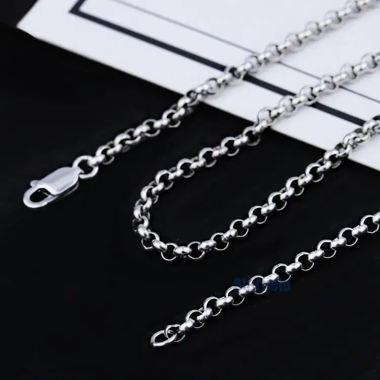 

S925 pure silver necklace for men women sweater chain long short chain of clavicle lovers deserve to act role of qiu dong