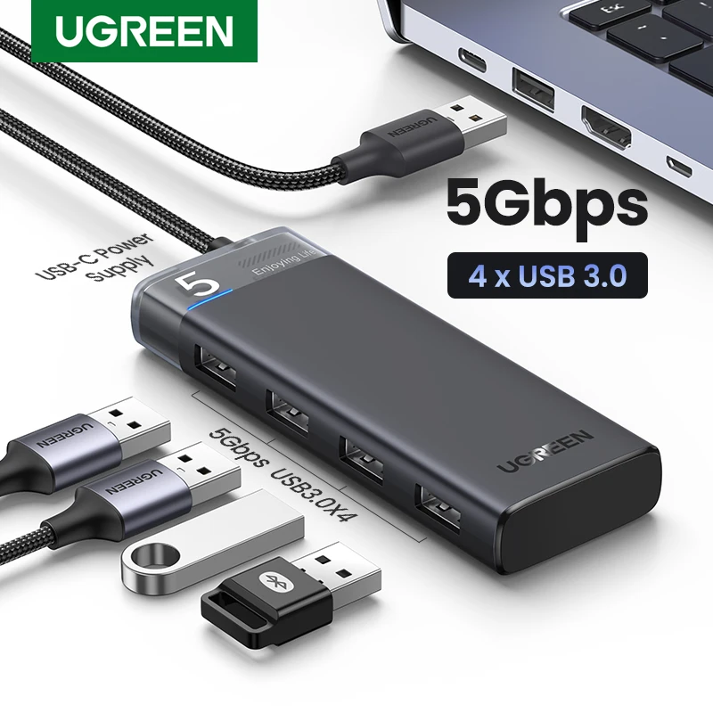 

USB-концентратор Ugreen, 4 порта, 5 Гбит/с, USB 3,0