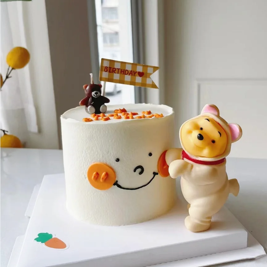 

Cartoon White Bear Smiley Color Balloons Cake Topper Children's Day Baby Birthday Party Cupcake Dessert Baking Candle Supplies