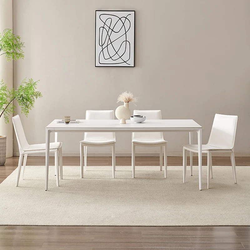 

Breakfast Design Dining Table Nordic Minimalist Waterproof Luxury Dining Table White Rectangle Mesas De Jantar Kitchen Furniture