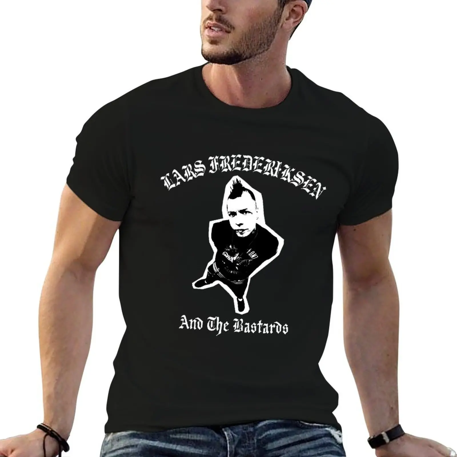 Фото Футболка Lars And the Bastards Essential, футболка в стиле аниме, мужские футболки G Man, забавные футболки, хлопковая футболка №1