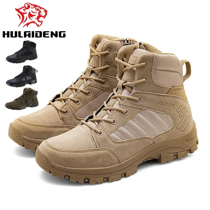 

New Fashion Men's Military Tactical Boots Army Boots Men with Side Zipper Outdoor Anti-Slip Military Man Boots