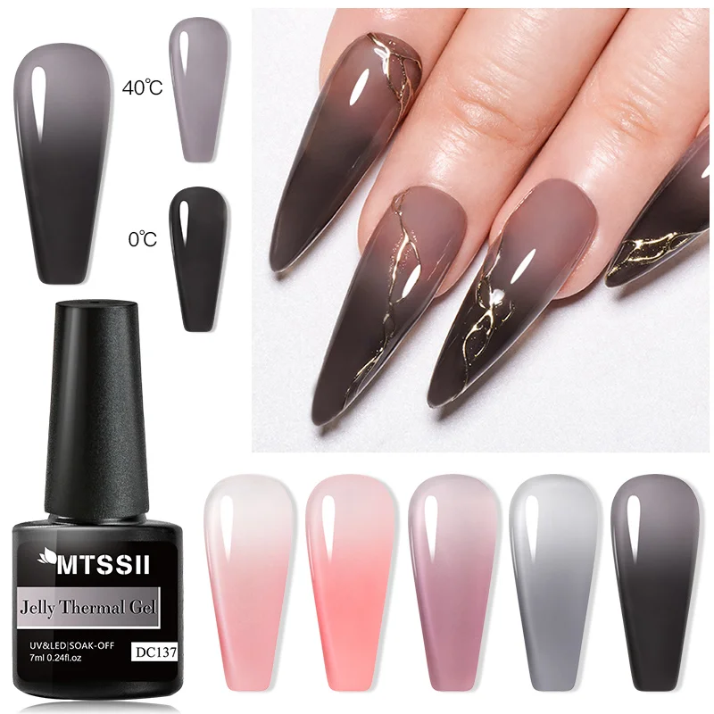 

Mtssii 7ML Thermal Jelly Nude Nail Gel Polish Temperature Color-changing UV Gel Polish Semi Permanent Soak Off Nail Art Varnish