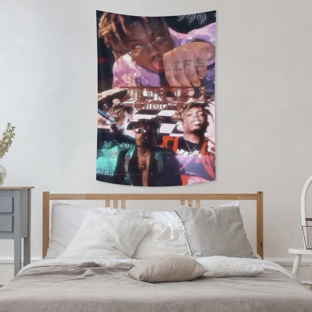 

Juice WRLD Rapper Cool Music Album Canvas,Club Décor Tapestry Wall Hanging Background Home Décor Customized Design