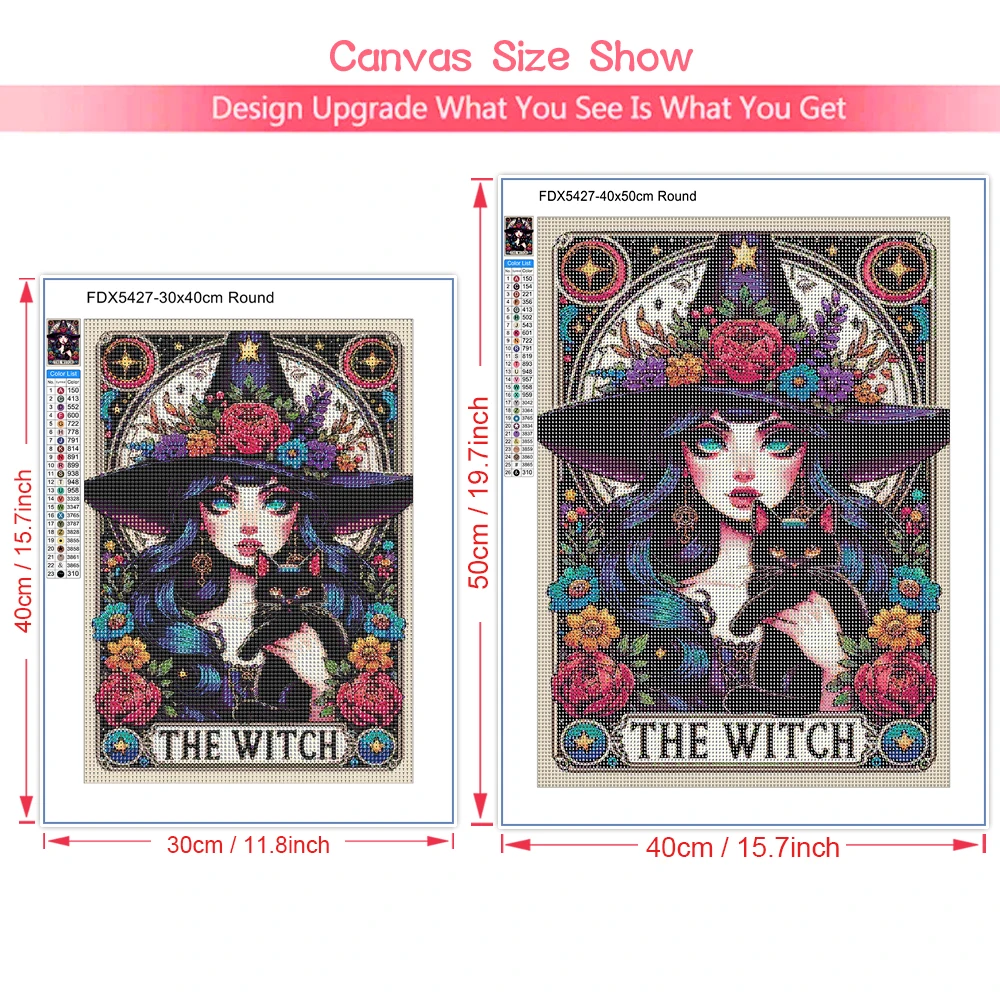 Фото Witch Tarot Diamond Painting DIY Full Round/Square Rhinestone Painting Mosaic Cross Embroidery Set Home Decor Hobby Gift №3