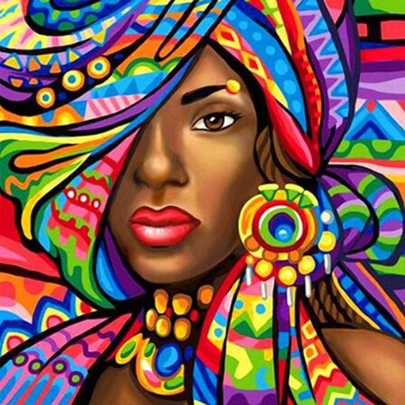 

Full Round Drill DIY Diamond Painting "African Woman" Embroidery Cross Stitch Decor Gift