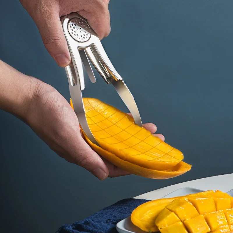 

Creative Mango Splitter Fruit Peeler Mango Cutting Knife Stainless Steel Fruit Peeling Tool Coring Diced Kitchen Supplies