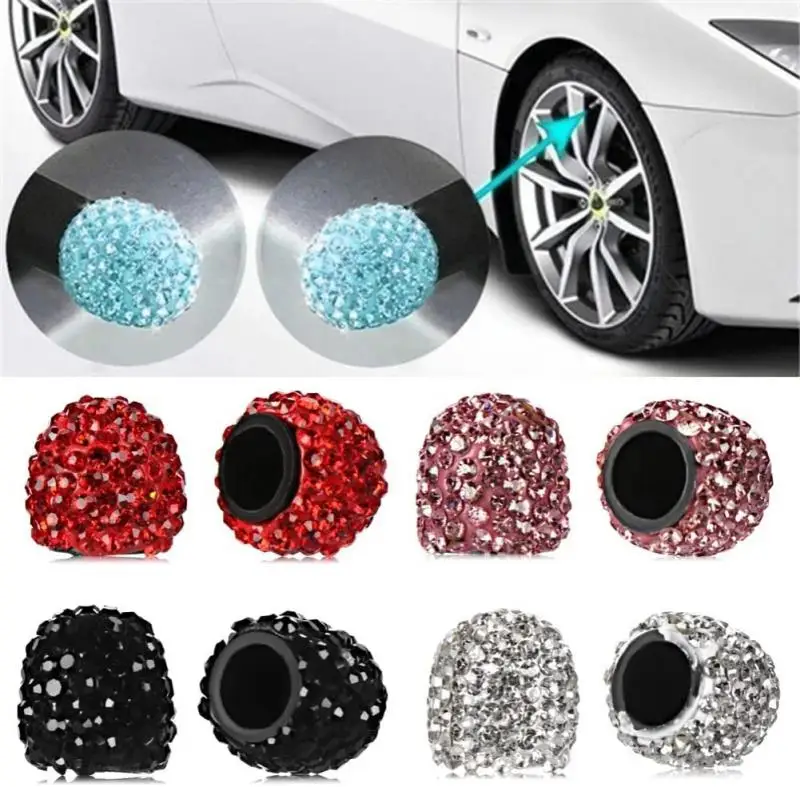 

4 PCs Crystal Car Tire Valve Caps Diamond Shining Dust-proof Wheel Valve Cover Vehicle Bling Car Charms Decor Auto Accessories