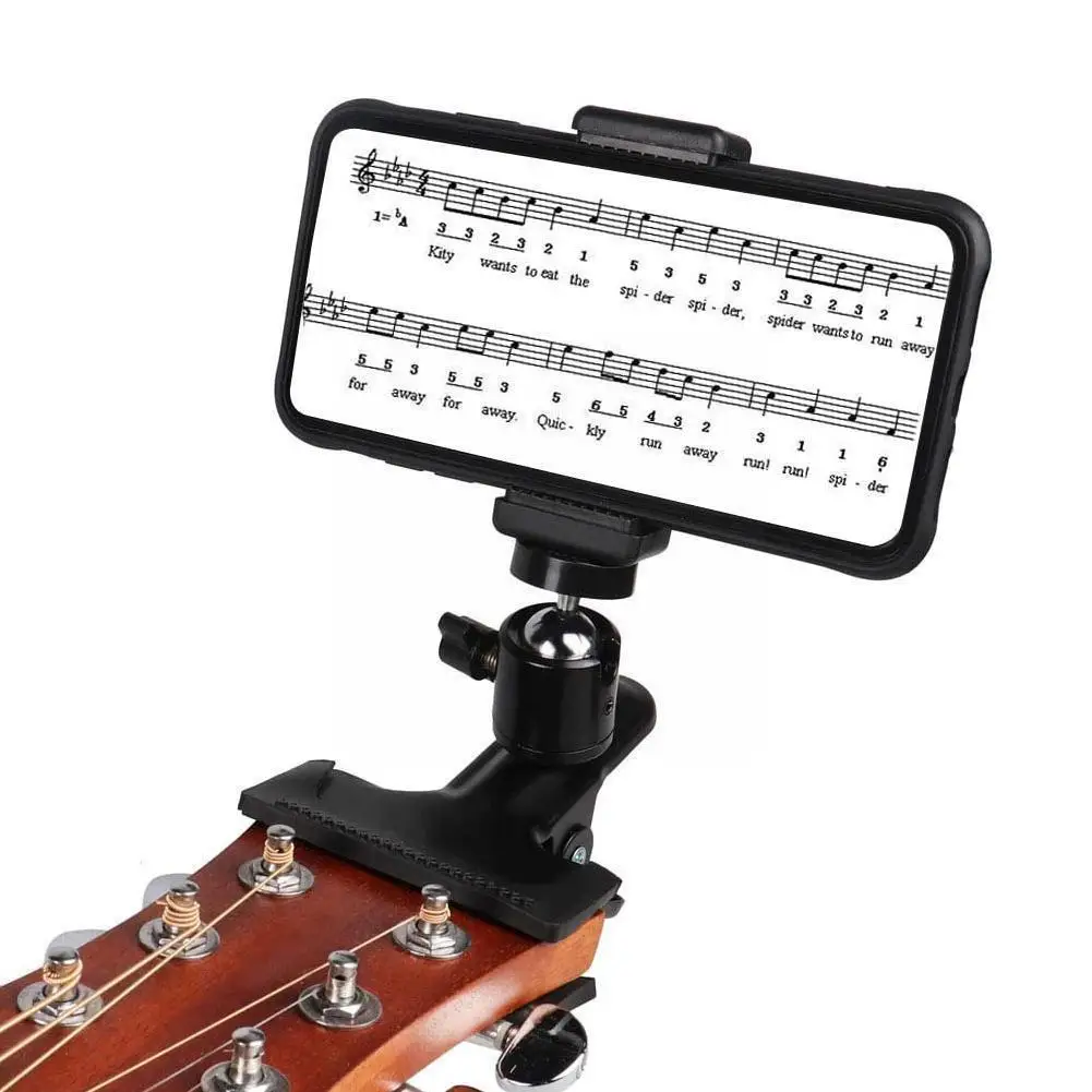 Guitar Head Clip Mobile Phone Holder Live Broadcast Bracket Stand Tripod Clip Head For iPhone 11 X Support Desktop Music Ho C5L8