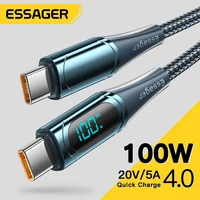 essager led 100w usb c to usb type c cable pd qc3 0 fast charging charger wire cord for macbook xiaomi samsung charging cord 2m