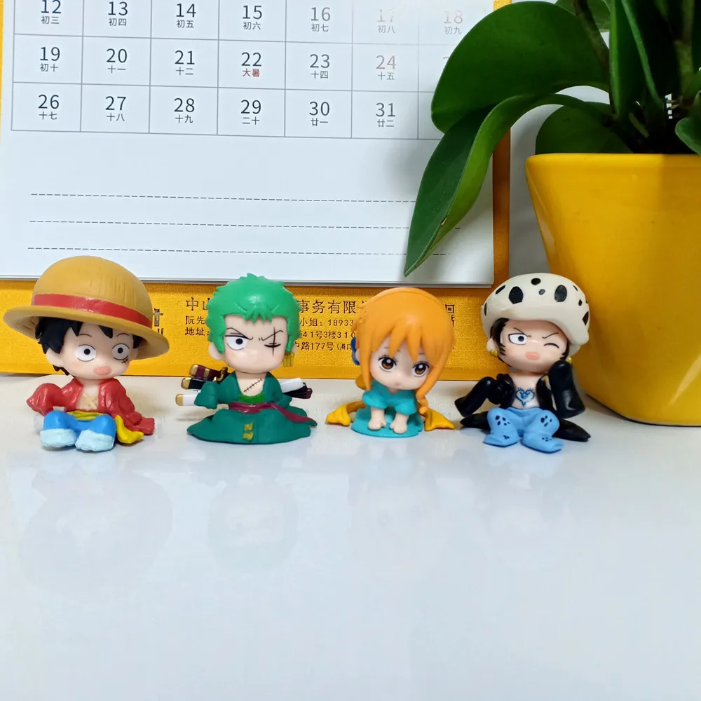 

4pcs/Set One Piece Figures Toy Anime Q Version Luffy Roronoa Zoro Nami Sanji PVC Figures Toys Kawaii Dolls Gifts