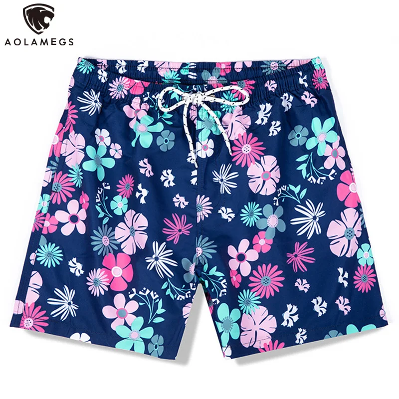 

Aolamegs Summer Men's Shorts Floral Print Drawstring Short Pants Men Breathable Loose Beach Surfing Swimming Hawaiian Shorts 2XL