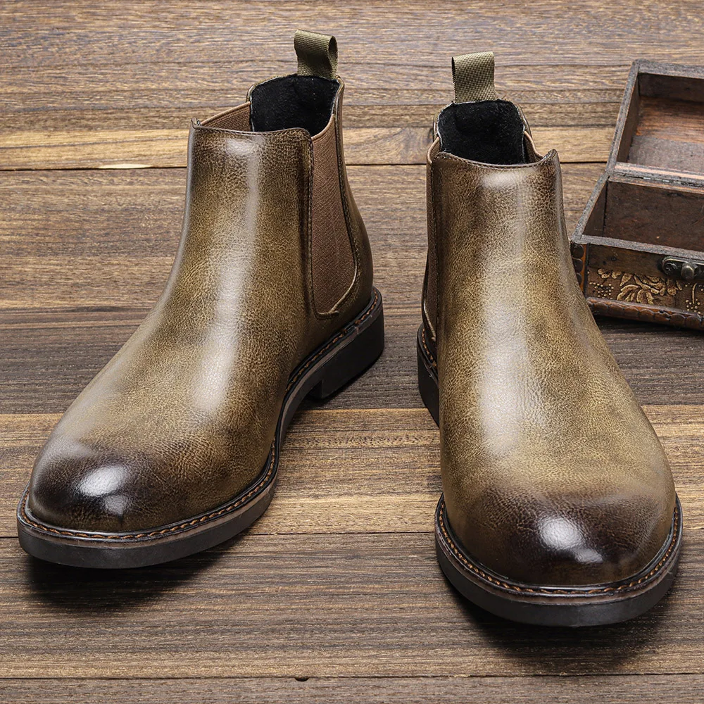 

Size 40-46 Men's Chelsea Boots Leather Casual Shoes Brand Comfortable Boots for Men Zapatos De Seguridad Hombre Platform Shoes