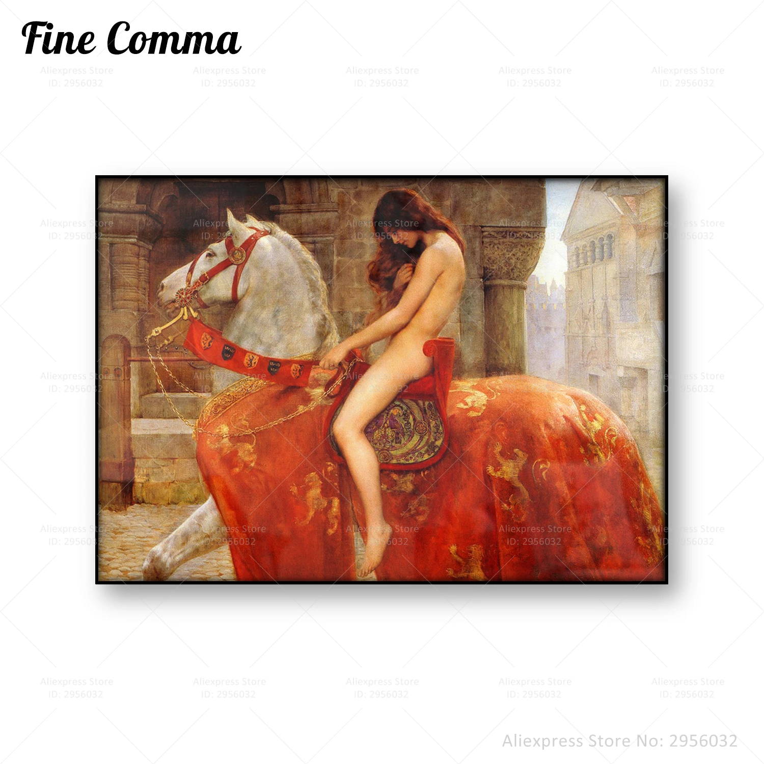 Винтажный постер леди Годива Джон колье Античная картина маслом Репродукция