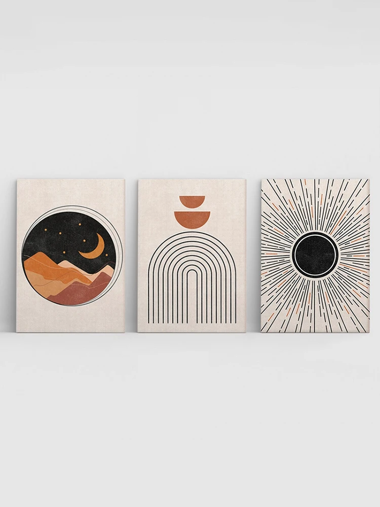 

Современная пейзажная живопись Sunshine Moon, 3 шт., Картина на холсте, картина для украшения мебели в скандинавском стиле, искусство для гостиной, Настенная картина