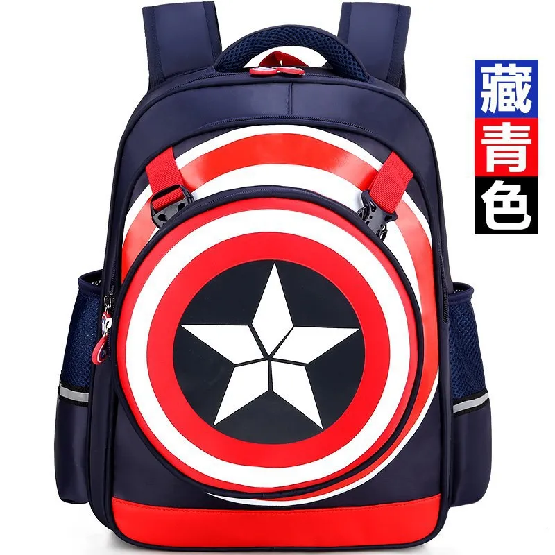 Disney New School Bags For Boys Captain America Primary Student Shoulder Orthopedic Backpack Large Capacity Grade 1-6 Mochila