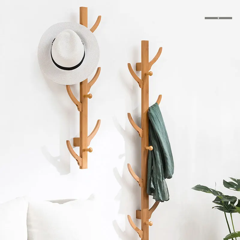 

Children Storage Holders Floor Clothes Pants Hanger Hook Wood Rack Bags Pegboard Non-slip Hanger Suspension Standing Coat Racks