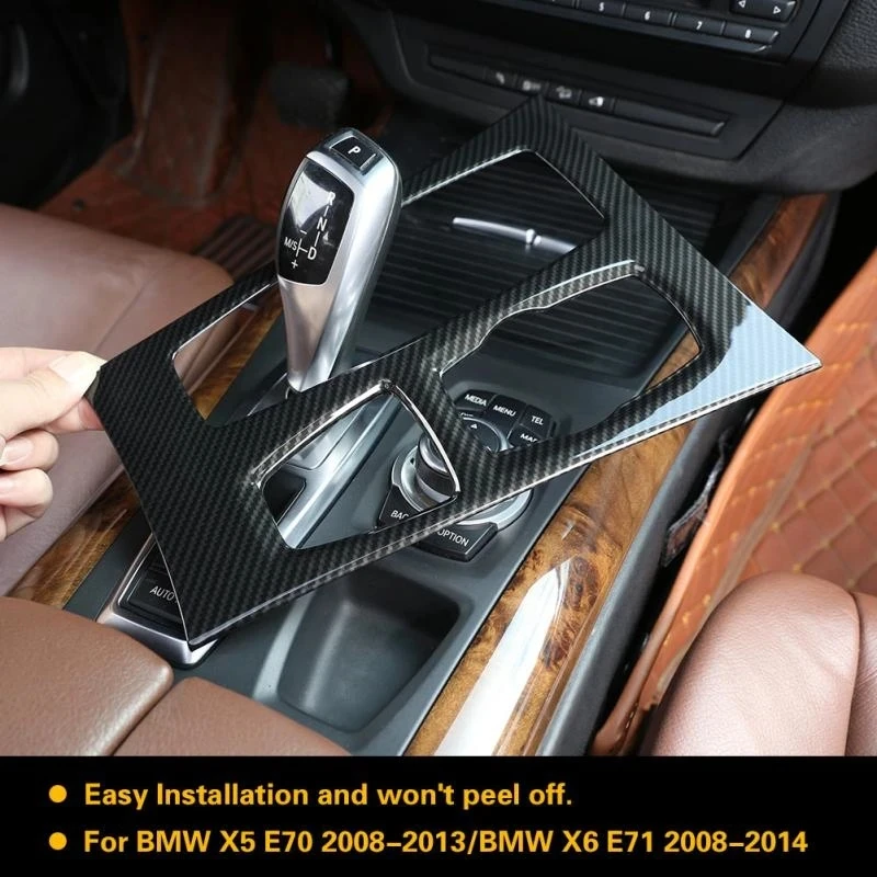 

Carbon Fiber Style Center Console Gear Box Panel Cover Trim for BMW X6 E71 2010 2011 2012 2013 2014 ABS Car Styling