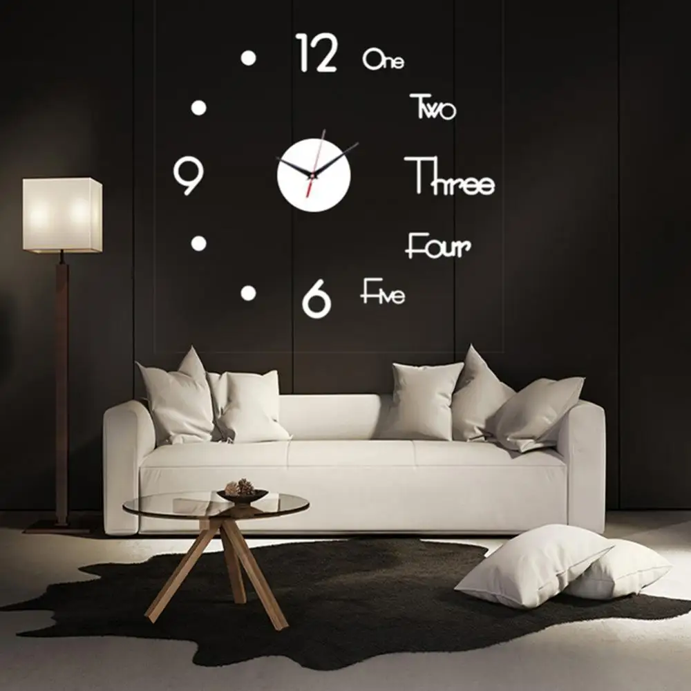 

Modern Acrylic Mirror Surface Wall Sticker DIY Clock Living Room Bedroom Decor