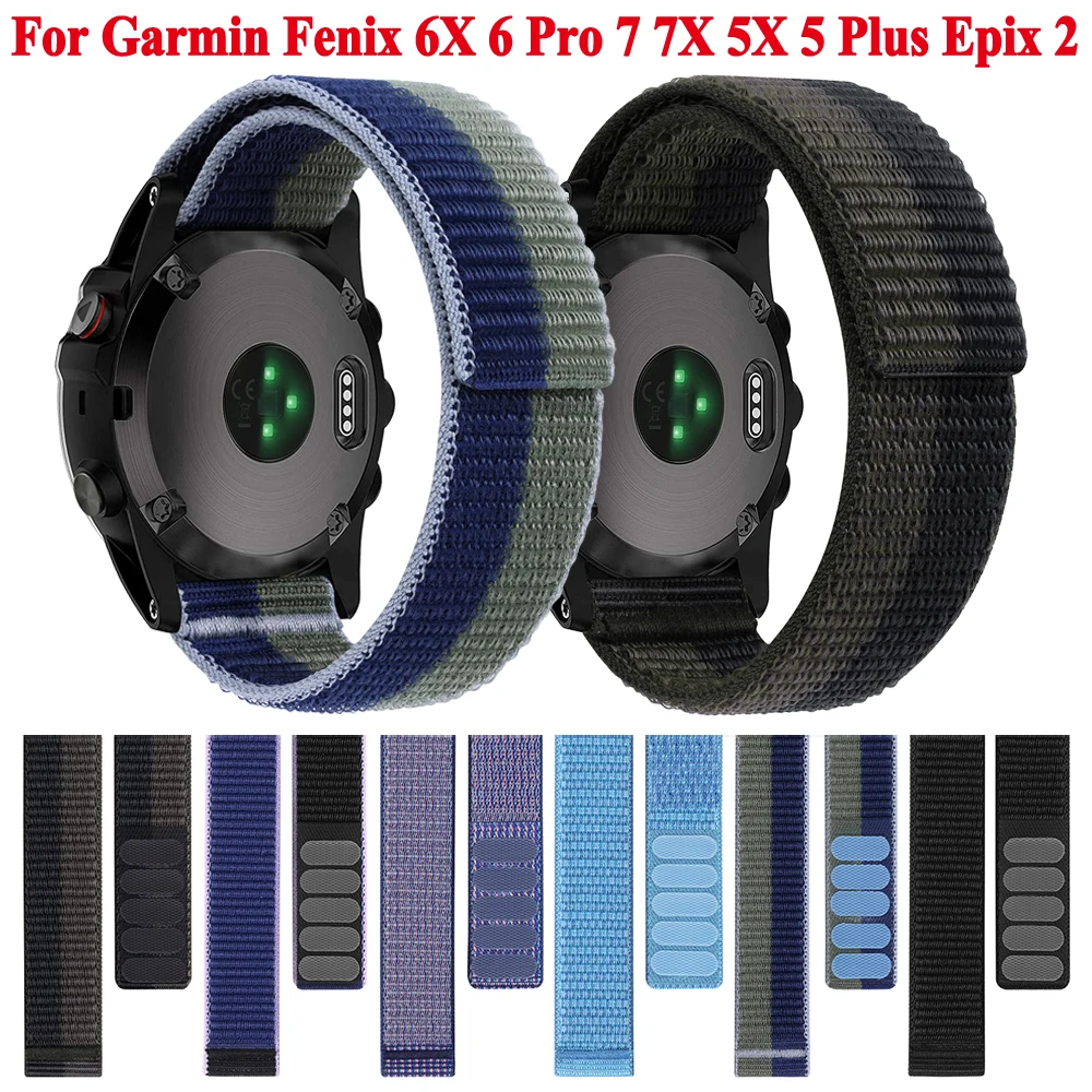 

Replacement 26mm 22mm Nylon Watch Strap Watchband Bracelet For Garmin Fenix 6X 6 Pro 5X 5 7X 7 Epix 2 Forerunner 965 955 945 935