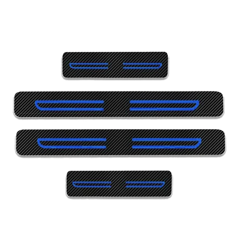 4 шт./компл. синяя защита на порог автомобиля в стиле углеродного волокна защитная