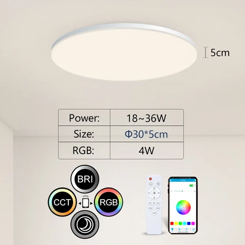 Радужная RGB Потолочная Лампа MARPOU, умное приложение, светодиодные цветные потолочные светильники 54 Вт, 36 Вт, дистанционное управление, 220 В, для спальни, бытовой декорации