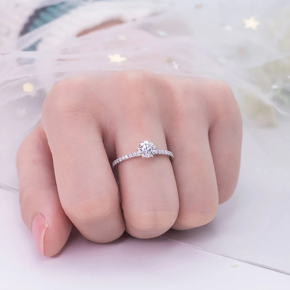 1CT D Color Round Cut 14K White Gold Lab Grown Diamond Engagement Ring CVD HPHT diamond With IGI Certificate