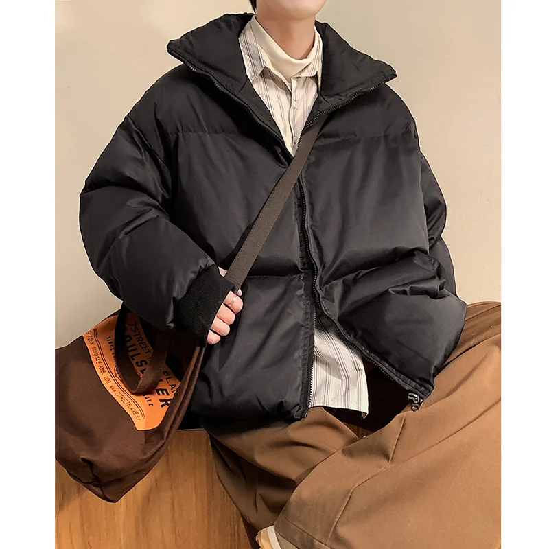 Winter Jacket Men Warm Fashion Beige/Black Casual Thickened Down Jacket Men Korean Loose Thick Short Coat Mens Parker Clothes