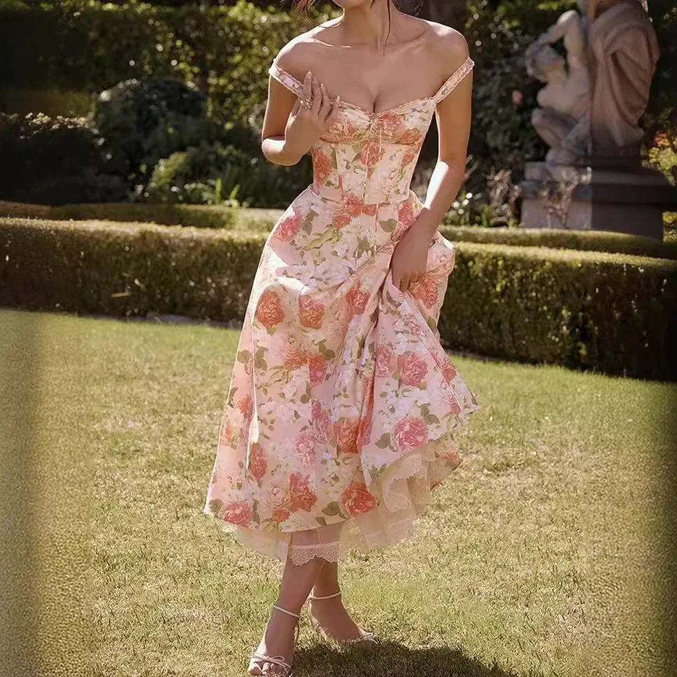 Женское кружевное платье-комбинация Элегантное Длинное платье с цветочным