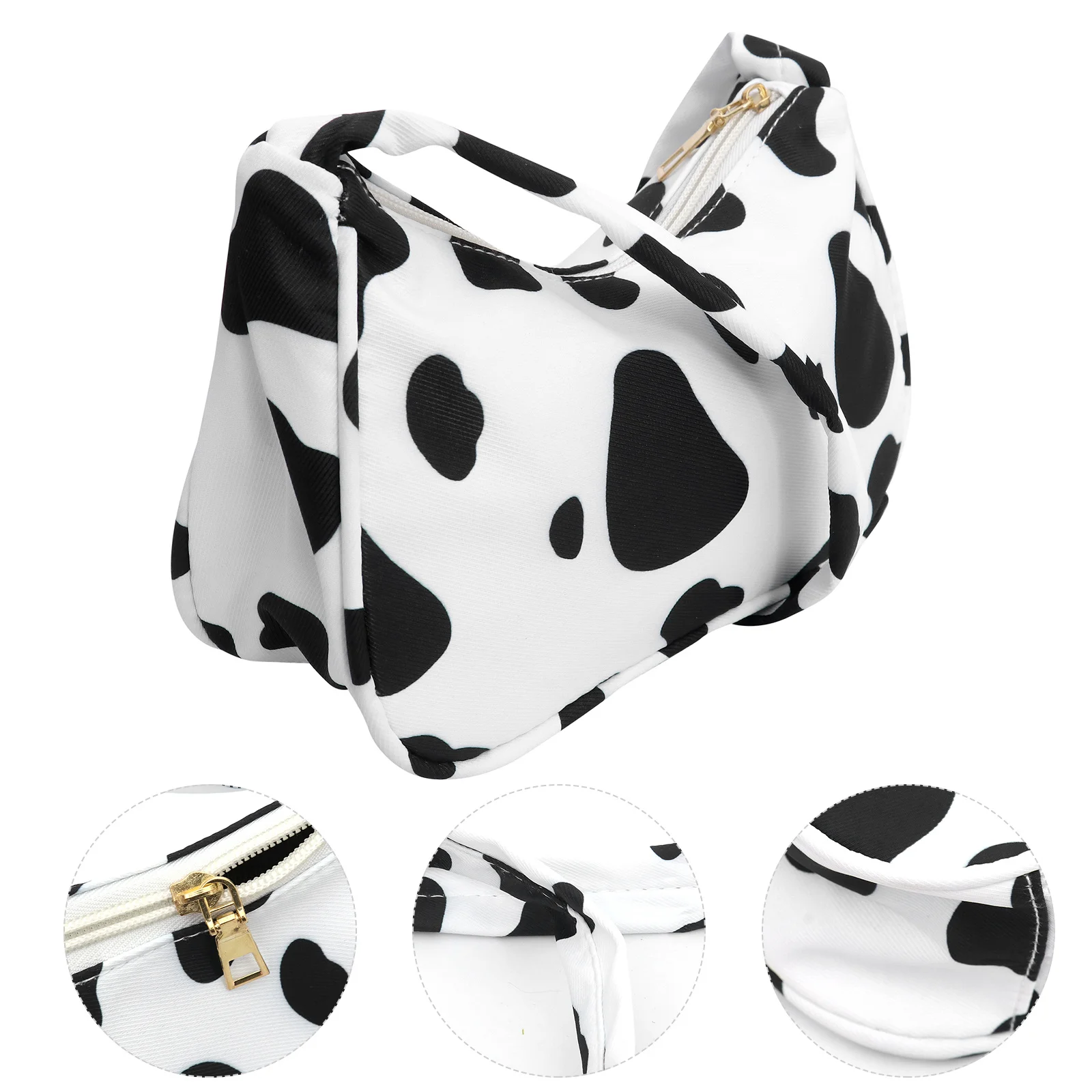 

Shoulder Cow Underarm Fluffy Print90S Mini Retro Purse Tote Handbag Women White Fashion Handbags Vintage Woman