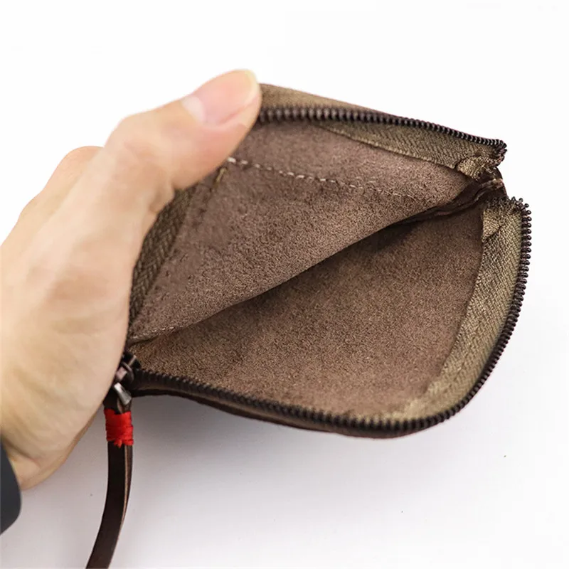 PNDME retro top layer cowhide coin purse designer luxury soft genuine leather small business card holder card key wallets pouch