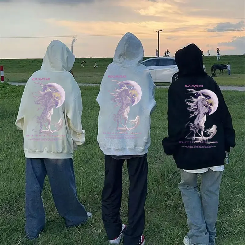 

Harajuku Fashion Unicorn Print Hooded Sweatshirt Designer Hoodie Sweatshirt Y2k Streetwear Unisex Long Sleeve Top Anime Sweater