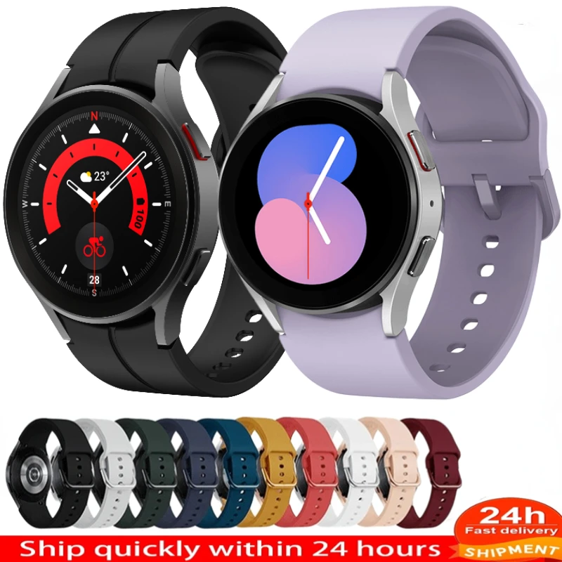 

20mm Silicone Strap For Samsung Galaxy Watch 5 4 40mm 44mm Classic 46mm 42mm No Gap Sport Watchband Correa Watch 5 Pro 45mm Band