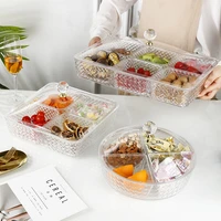 transparent dried fruit box household divider with lid sealed fruit plate acrylic snack parlor nut plate living room fruit plate