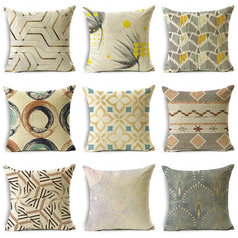 

American Light Luxury Pillow Cover Geometric Splicing Living Room Homestay Decorative Cushion Cover 40*40cm/45*45cm/50*50cm