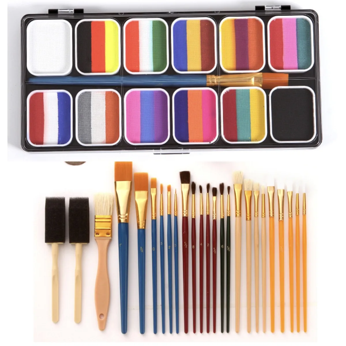 

FULL COLOR body face paint make up KIT flash tattoo painting makeup face painting play clown Halloween bulk kids face shied