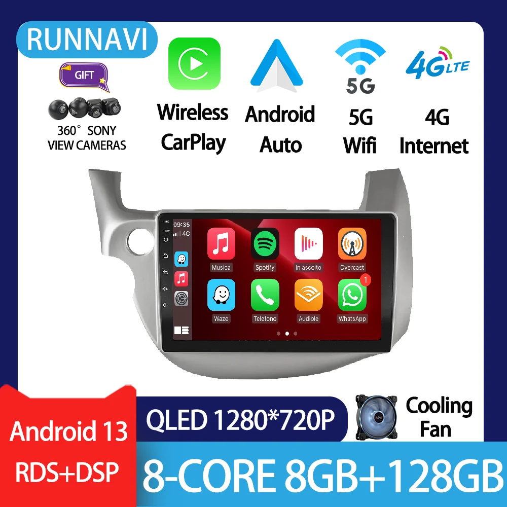 

Android 13 For HONDA FIT JAZZ 2008-2013 Car Radio Stereo Multimedia Video Player Navigation GPS Wireless Carplay RDS DSP QLLED