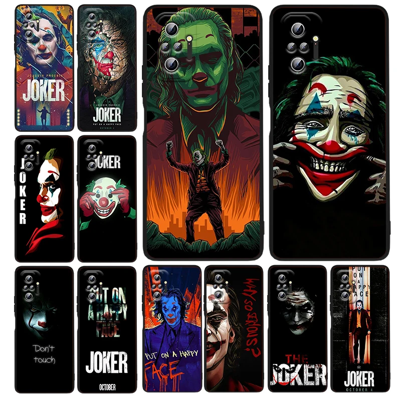 

Superhero The Joker Anime Phone Case For Xiaomi Redmi Note 12 11E 11S 11 11T 10 10S 9 9T 9S 8 8T Pro Plus 5G Black Cover