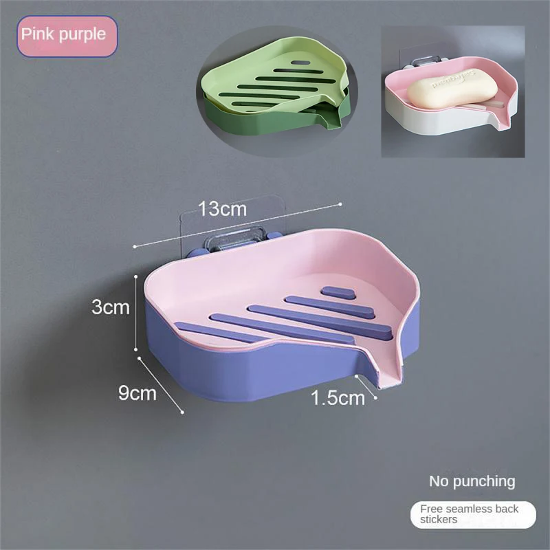 

Contrast Color soap Shelf Wall-mounted Soap Rack Double-layer Removable Self Adhesive Soap Rack Punch-free Shelf Household Soap