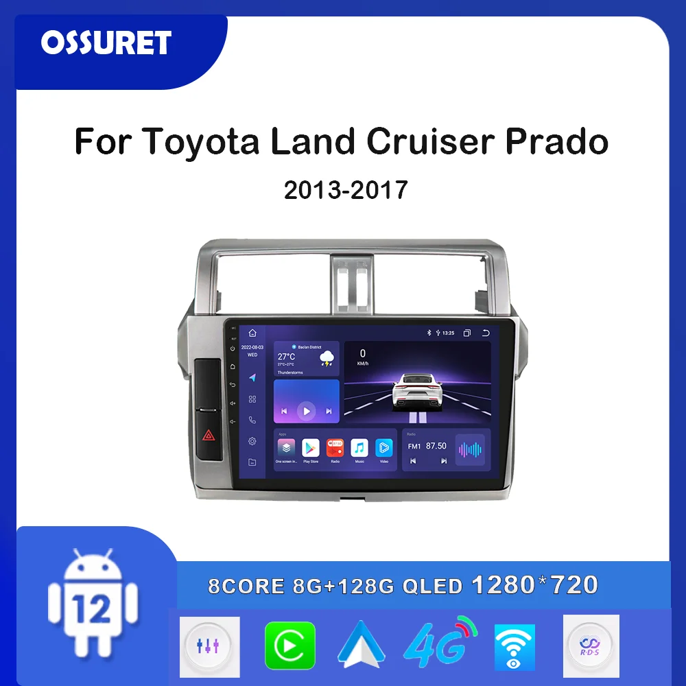

2din Car Radio Multimedia Video Player for Toyota Land Cruiser Prado 150 2013-2017 Android Auto Carplay 4G dsp rds 10.1"HeadUnit