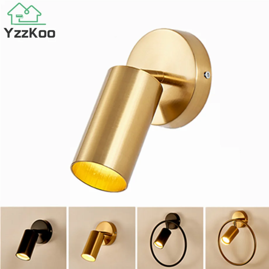 

YzzKoo E27 COB Wall Lamp Full Metal Indoor Lighting Single Light Source Cylinder Electroplating Wardrobe Shop Showcase Spotlight